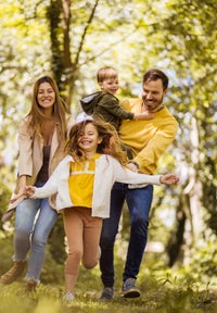 A happy family outside