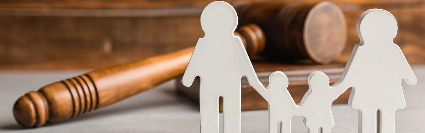 family cut out with gavel